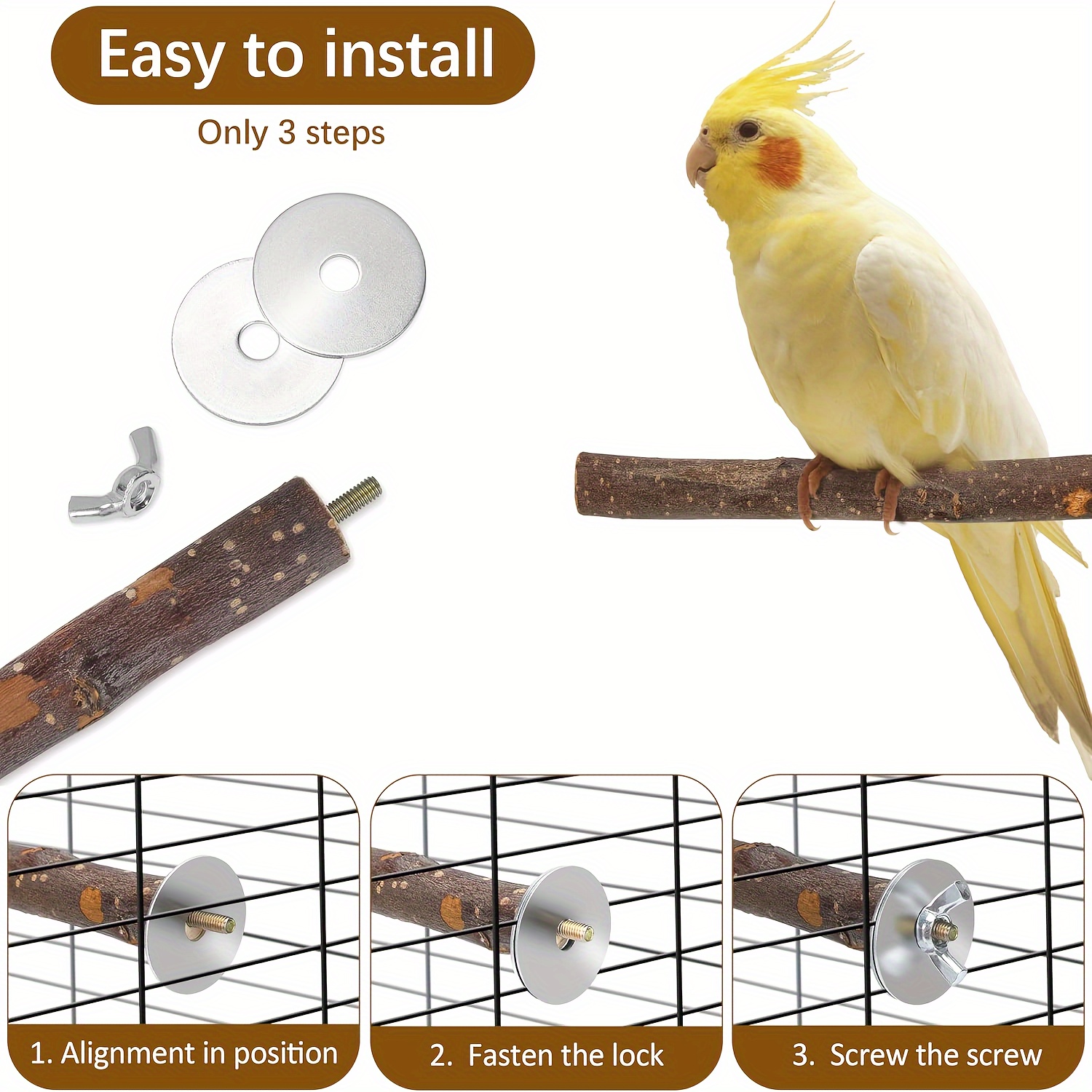 Mia-9-Piece Natural Wood Bird Toy Set for Parrots and Small Birds - Image 4