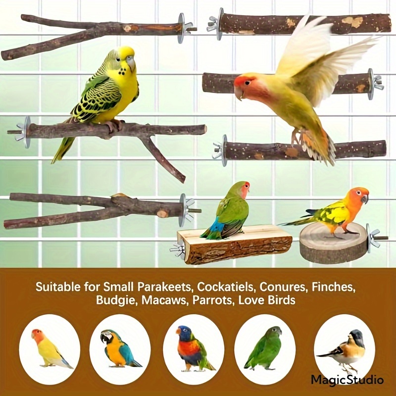 Mia-9-Piece Natural Wood Bird Toy Set for Parrots and Small Birds - Image 5
