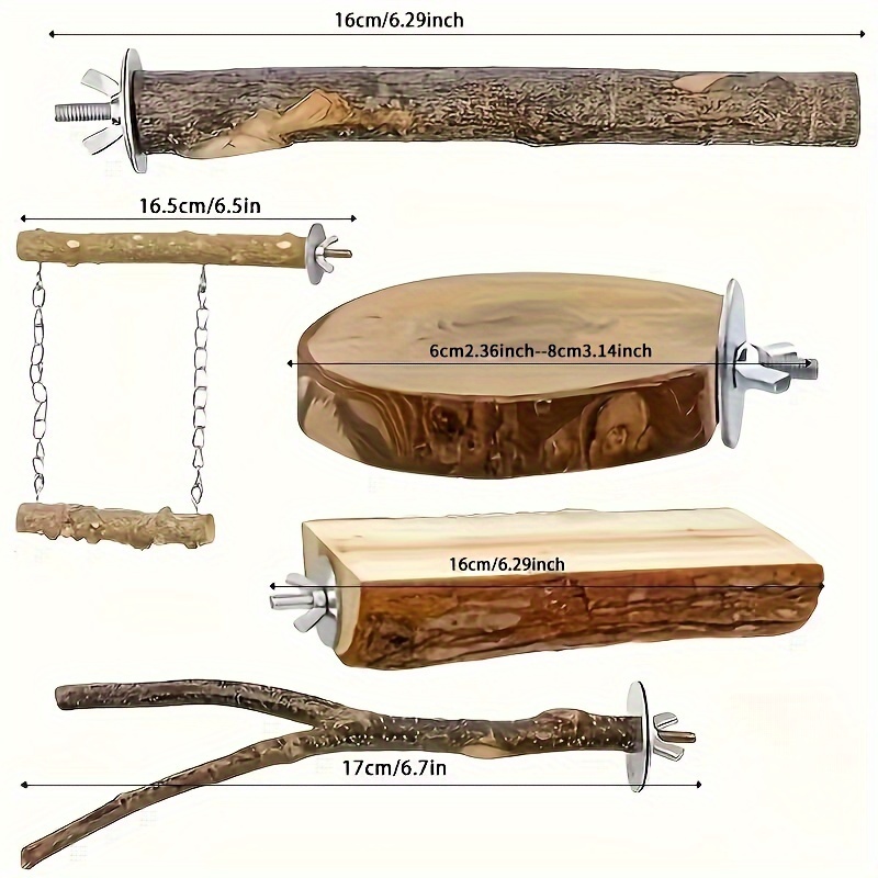 Mia-9-Piece Natural Wood Bird Toy Set for Parrots and Small Birds - Image 2